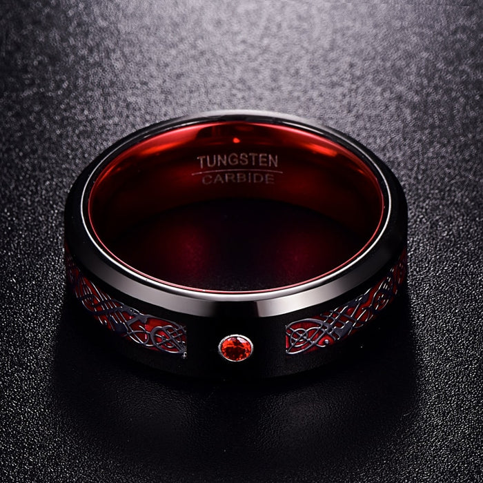 Men's Zirconia Tungsten Carbide 'Black Dragon' Ring