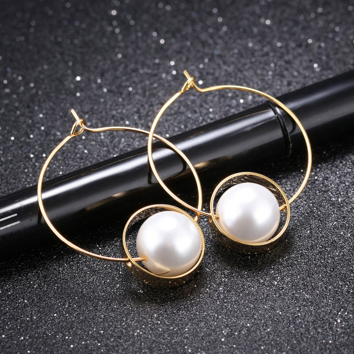 Women's Imitation Pearl Gold Plated Drop Earrings