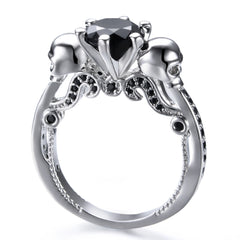 Women's European Gothic Skull Titanium Crystal Ring