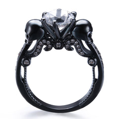 Women's European Gothic Skull Titanium Crystal Ring