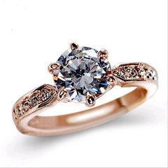 Women's Classic Rose Gold and Silver Plated CZ Ring