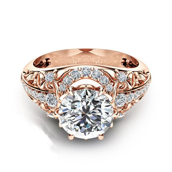 Women's Austrian Elaborate Weave Crown Set CZ Rose Gold Plated Ring