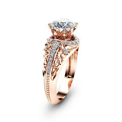 Women's Austrian Elaborate Weave Crown Set CZ Rose Gold Plated Ring