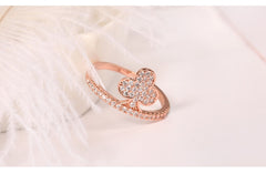 Women's Fashion Charm Rose Gold Plated Crystal Spade Channel Set Ring