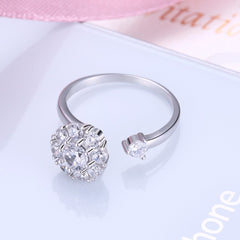 Women's Silver Plated Open Band CZ Ring