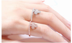 Women's Fashion Charm Rose Gold Plated Crystal Spade Channel Set Ring