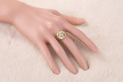 Women's Silver and Gold Plated Sunflower CZ Crystal Ring