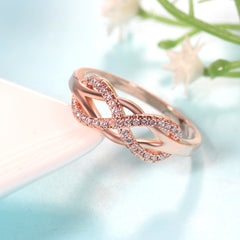 Women's Infinity Band Set Rose Gold Plated CZ Ring