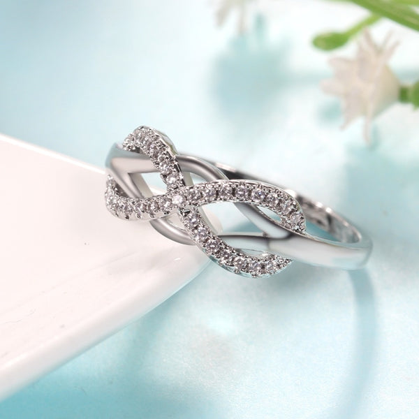 Women's Infinity Band Set Rose Gold Plated CZ Ring