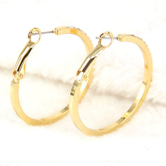 Women's Rhinestone Rose Gold Plated Dual Hoop Earrings