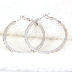 Women's Rhinestone Rose Gold Plated Dual Hoop Earrings