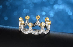 Women's Crown Gold and Silver Plated CZ Ring