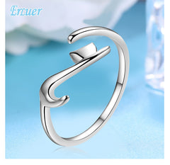 Women's Cat Open Band Silver Plated Ring