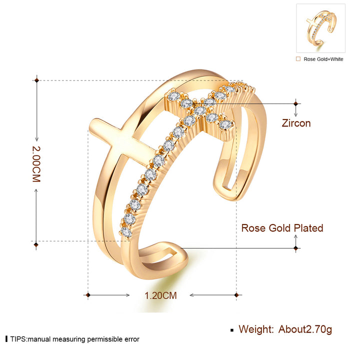 Women's Metal and Gemstone Adjustable Cross Ring