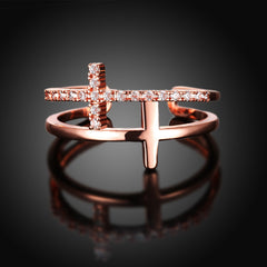 Women's Metal and Gemstone Adjustable Cross Ring