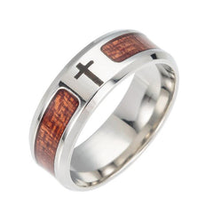 Unisex  European Stainless Steel Wood Masonic Band Ring