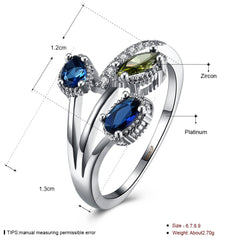 Women's White Gold Plated CZ Crystal Tricolor Bouquet Ring