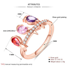 Women's Three Perched Birds CZ Rose Gold Plated Ring