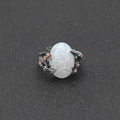 Women's Vintage Opal and Black Gold Plated Ring