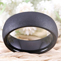 Men's 8mm Classic Domed Brushed Gunmetal Tungsten Carbide Ring