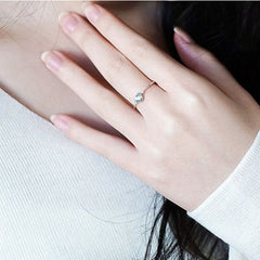 Women's Classic Simple Heart Shaped CZ Silver Plated Ring