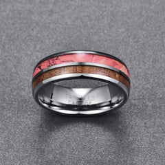 Women's 8mm Pink Shell and Artichoke Veneer Tungsten Carbide Ring