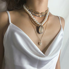 Women's Bohemian White Imitation Pearl Choker Necklace