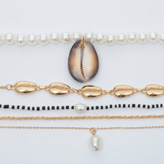 Women's Bohemian White Imitation Pearl Choker Necklace