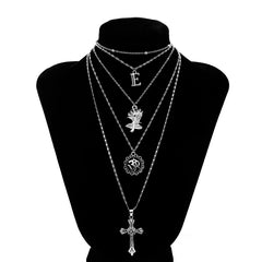 Women's Boho Cross Multilayer Bead Choker Necklace