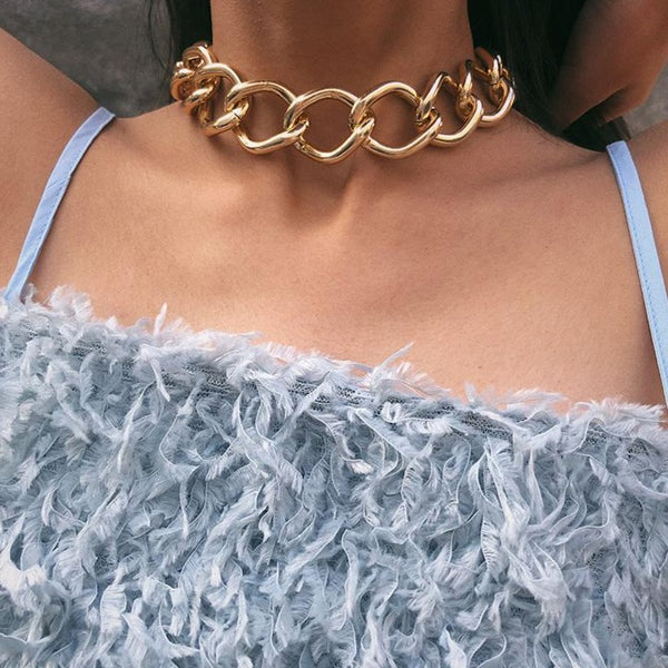 Women's Heavy Metal Chunky Choker Necklace