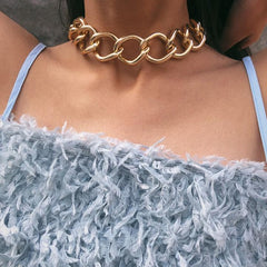 Women's Heavy Metal Chunky Choker Necklace