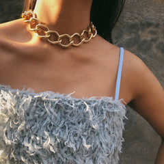 Women's Heavy Metal Chunky Choker Necklace