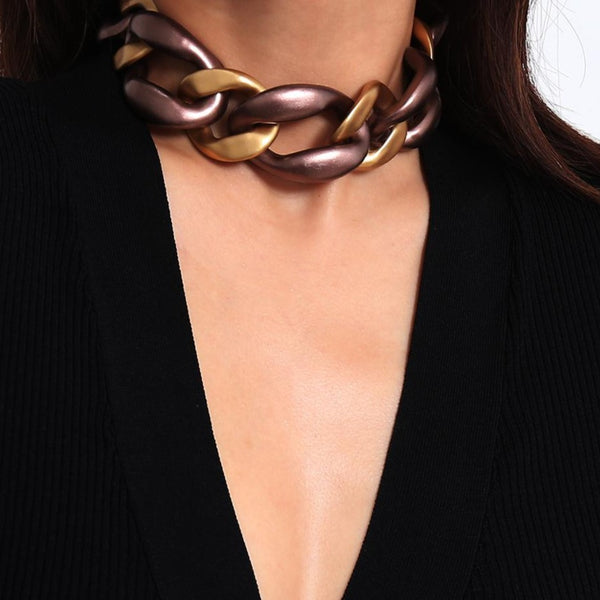 Women's Exaggerated Super Chunk Collar Statement Necklace