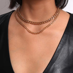 Women's Thin Link Metal Layered Necklace