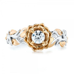 Women's Two Tone Gold and Silver Plated Rose Prong Set CZ Ring