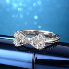 Women's Sleek Bow CZ Platinum Plated Ring