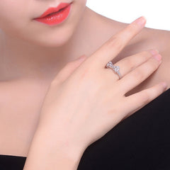 Women's Sleek Bow CZ Platinum Plated Ring