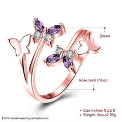 Women's Copper Fashion Butterfly Adjustable Gemstone Ring