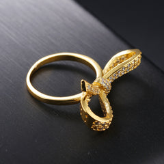 Women's Bow Knot Gold Plated CZ Ring