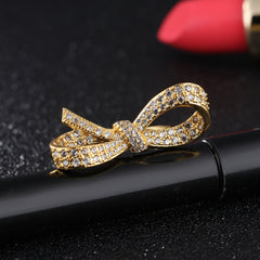 Women's Bow Knot Gold Plated CZ Ring