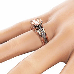 Women's Austrian Vintage Two Tone Silver and Rose Gold Plated Prong Set CZ Ring