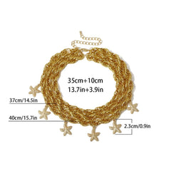 Women's Twisted Chunky Star Pendant Chain Necklace