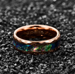 Women's 8mm Abalone Shell Inlay Rose Gold Tungsten Carbide Ring