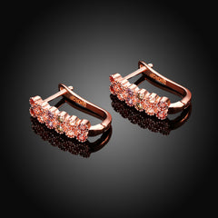 Women's Rose Gold Multicolor CZ Small Hoop Earrings