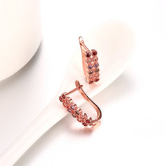 Women's Rose Gold Multicolor CZ Small Hoop Earrings