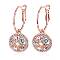 Women's Colorful Rhinestone CZ Drop Rose Gold Earrings