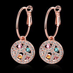 Women's Colorful Rhinestone CZ Drop Rose Gold Earrings