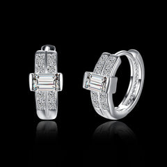 Women's CZ Silver Plated Small Hoop Earrings