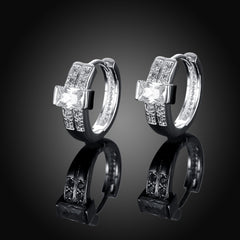 Women's CZ Silver Plated Small Hoop Earrings