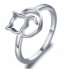 Women's Silver Plated Metal Cat Ring